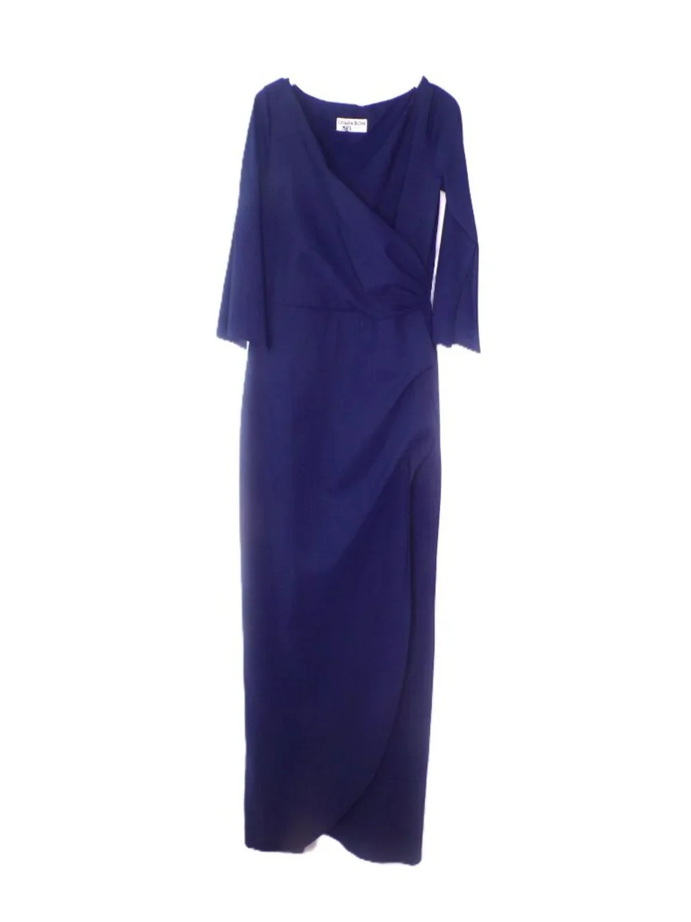 🆕CHIARA BONI Zalfa Ruched Faux Wrap Gown Dress 6 Navy Blue - Picture 11 of 13
